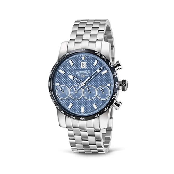 Eberhard & Co Chrono 4 21-42 cronografo automatico quadrante blu avio bracciale acciaio 31073.04/CN CA99