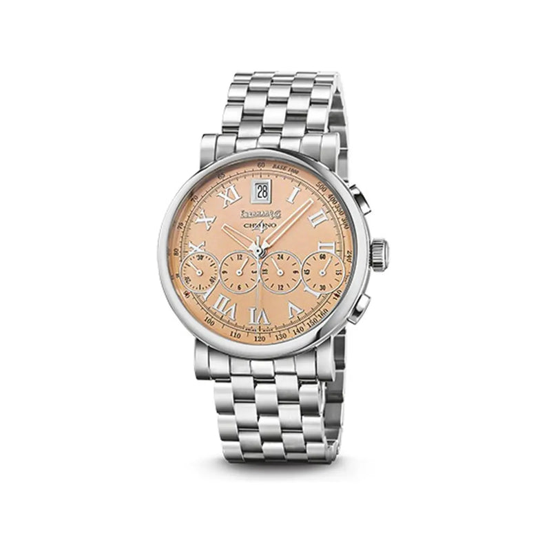 Eberhard & Co Orologio Chrono 4 Bellissimo cronografo automatico quadrante albicocca bracciale acciaio 31142.09 CA99
