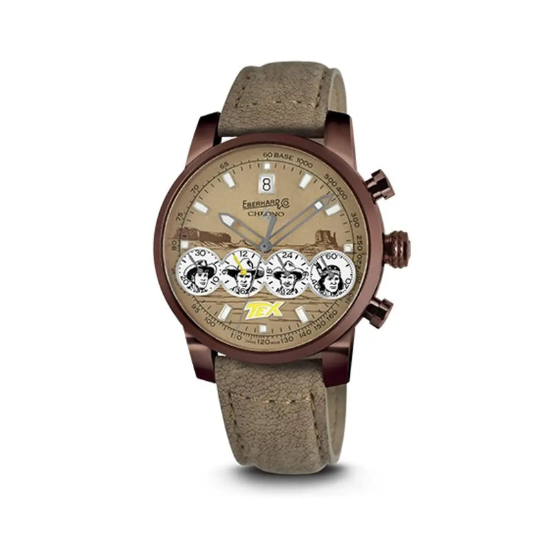 Eberhard & Co Chrono 4 Pards orologio cronografo edizione limitata Tex Willer cassa bronzo cinturino pelle beige 31080.01 CP