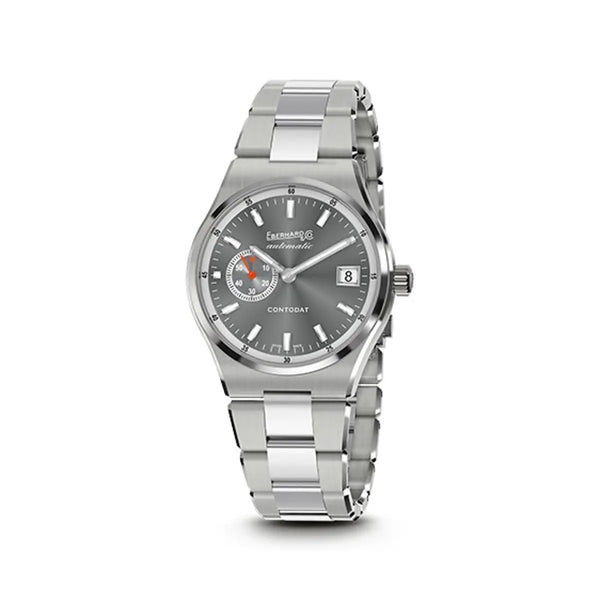 Eberhard & Co Orologio Contodat Automatic in acciaio con quadrante grigio soleil e bracciale integrato 41156.04 CA2C