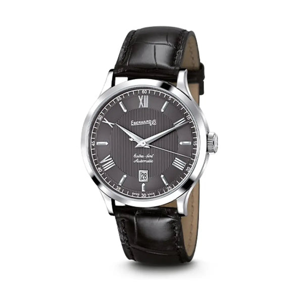 Eberhard & Co orologio Extra-Fort Automatic quadrante grigio guilloché cinturino alligatore nero 41029.7 CP