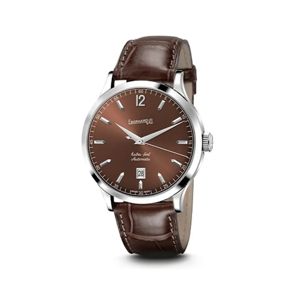 Eberhard & Co orologio Extra-Fort Automatic quadrante marrone chocolat cinturino alligatore acciaio 43mm 41029.3 CP