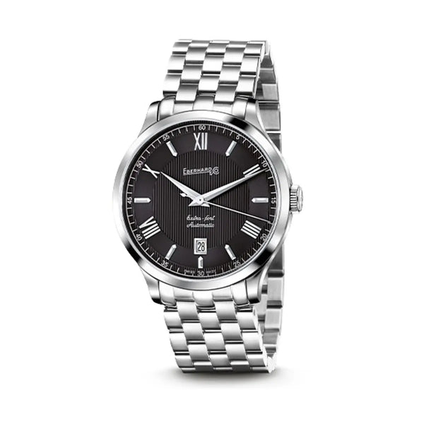 Eberhard & Co Orologio Extra-Fort Automatic quadrante nero con bracciale in acciaio, display analogico 41029.6 CA99