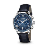 Eberhard & Co Extra Fort cronografo quadrante blu con cinturino pelle blu, cassa acciaio e scala tachimetrica 31957.03 CP