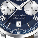Eberhard & Co Extra Fort dettaglio quadrante blu lavorazione frappé, contatori guilloché e datario Swiss Made 31957.04 CP