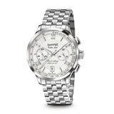 Eberhard & Co Extra Fort cronografo automatico acciaio quadrante argenté con bracciale Chaque, datario e scala tachimetrica 31957.01 CA99