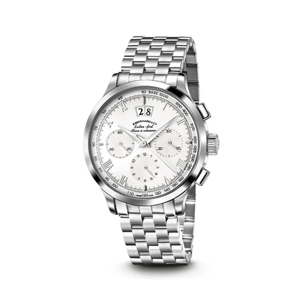 Eberhard & Co Orologio Extra-Fort Roue À Colonnes Grande Date cronografo automatico acciaio quadrante argento 31146.1 CA99
