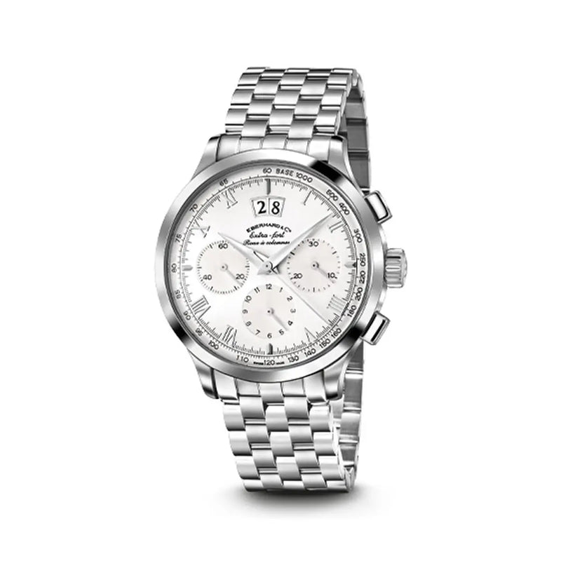 Eberhard & Co Orologio Extra-Fort Roue À Colonnes Grande Date cronografo automatico acciaio quadrante argento 31146.1 CA99