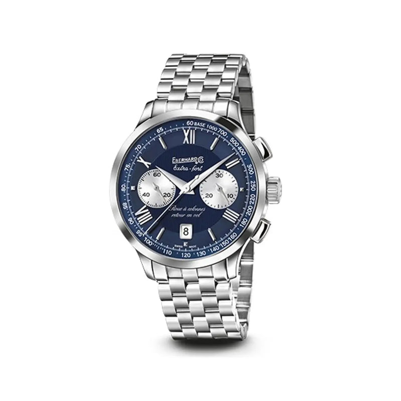 Eberhard & Co Orologio Extra-Fort Roue À Colonnes Retour En Vol cronografo automatico quadrante blu bracciale acciaio 31957.04 CA99