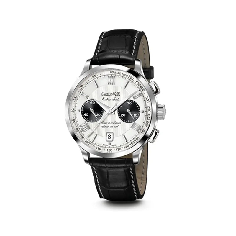 Eberhard & Co orologio Extra-Fort Roue À Colonnes Retour En Vol cronografo automatico quadrante argenté cinturino alligatore nero 31957.02 CP