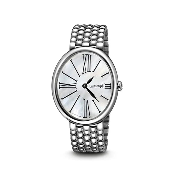 Eberhard & Co Orologio Gilda donna in acciaio con quadrante madreperla bianco e bracciale Chéri 61008.01 CA