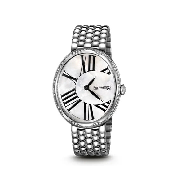 Eberhard & Co Orologio Gilda donna in acciaio con lunetta diamanti e quadrante madreperla bianco 61008.02 BR87 CA