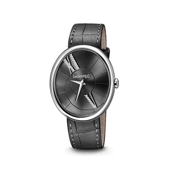 Eberhard & Co Orologio Gilda donna cassa ellittica acciaio quadrante grigio perla cinturino alligatore grigio 61008.05 CP+QB