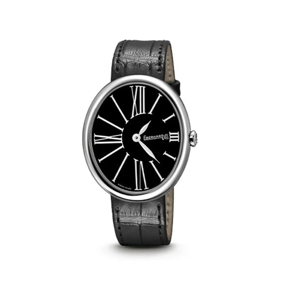 Eberhard & Co Orologio Gilda donna cassa ellittica acciaio quadrante nero cinturino alligatore nero 61008.06 CP