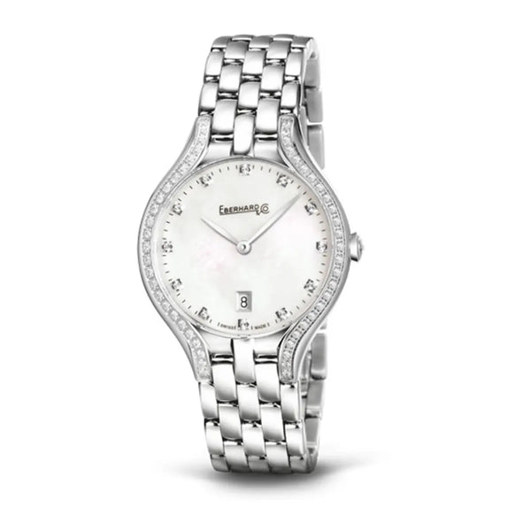 Eberhard & Co Orologio Rêve donna in acciaio con lunetta diamanti e quadrante madreperla 61009.02 BR CA+QB