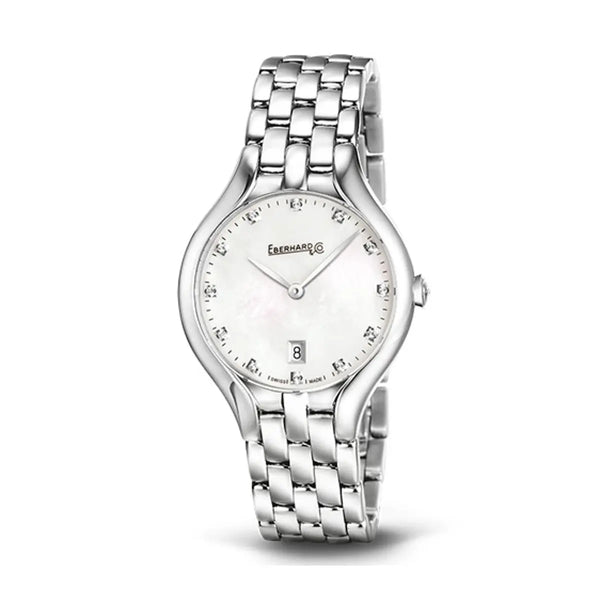 Eberhard & Co Orologio Rêve donna in acciaio con quadrante madreperla bianco e brillanti, bracciale acciaio 61009.02 CA+QB