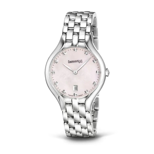 Eberhard & Co Orologio Rêve donna in acciaio con quadrante madreperla rosa e brillanti, bracciale integrato 61009.04 CA+QB