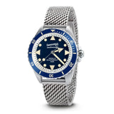 Eberhard & Co Scafograf 202 MCMLIX orologio automatico quadrante blu con lunetta ceramica e bracciale maglia milanese acciaio 41047.04 CAM2C