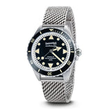 Eberhard & Co Scafograf 202 MCMLIX orologio automatico quadrante nero con bracciale acciaio maglia milanese 41047.02 CAM2C