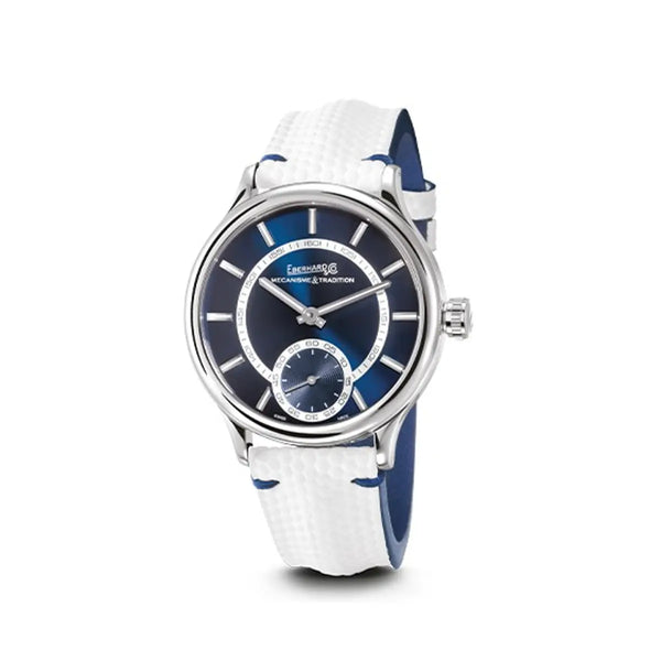 Eberhard & Co Orologio Traversetolo quadrante blu soleil con cinturino bianco in tessuto tecnico gommato 21116.17 CP
