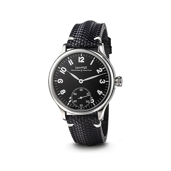 Eberhard & Co Orologio da Polso Traversetolo quadrante nero con numeri arabi, cinturino tessuto tecnico nero 21116.18 CP