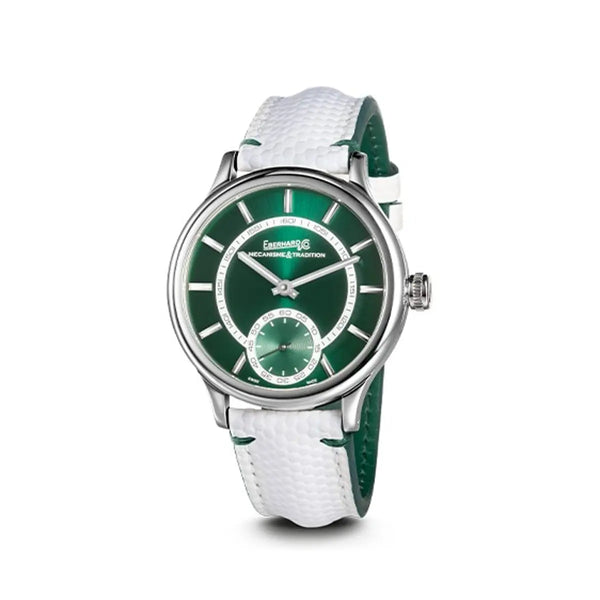 Eberhard & Co Orologio Traversetolo quadrante verde soleil con cinturino bianco e verde in tessuto tecnico 21116.19 CP