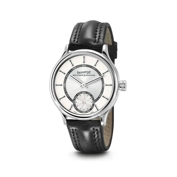 Eberhard & Co Orologio Traversetolo Vitré quadrante argenté con cinturino in cuoio nero, meccanico manuale 21120.15 CP