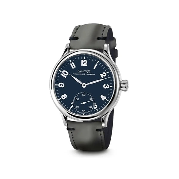 Eberhard & Co Orologio da Polso Traversetolo Vitré quadrante blu con numeri arabi, cinturino grigio 21120.20 CP