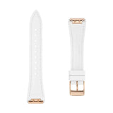 Frederique Constant Cinturino bianco vista posteriore con logo impresso e fibbia oro rosa FCR-NHWHITE19.5X14-RGP