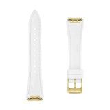 Frederique Constant Cinturino gomma bianca vista posteriore con dettaglio fibbia dorata e cuciture FCR-NHWHITE19.5X14-YGP