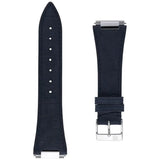 Frederique Constant Cinturino pelle motivo coccodrillo blu scuro cuciture tono su tono fibbia acciaio FCS-NHNN25.5X18 SS