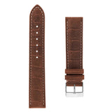 Frederique Constant Cinturino pelle nabuk marrone effetto coccodrillo 20mm con fibbia ad ardiglione in acciaio FCS-NBRWB20X18 SS