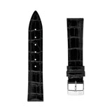 Frederique Constant Cinturino nero pelle di vitello motivo coccodrillo lucido con fibbia ad ardiglione in acciaio FCS-BLACK18X16 SS
