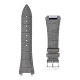 Frederique Constant Cinturino pelle vitello grigio motivo coccodrillo con fibbia ad ardiglione acciaio FCS-NHNDG25.5X18 SS