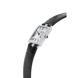 Frederique Constant Classics Art Deco Carree vista laterale cassa acciaio con diamanti e corona cabochon blu FC-200MPW2ACD6