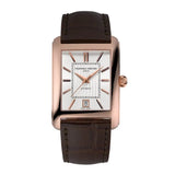 Frederique Constant Classics Carree Automatic quadrante argentato cassa oro rosa cinturino pelle marrone FC-303V4C24