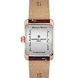 Frederique Constant Classics Carree Ladies fondello acciaio inciso con cinturino pelle borgogna vista posteriore FC-200MC24