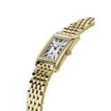 Frederique Constant Classics Carree Small Seconds vista laterale cassa rettangolare dorata e corona a cipolla FC-235S2C5B