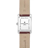 Frederique Constant Classics Carrée Small Seconds fondello avvitato acciaio con cinturino pelle bordeaux FC-235BRG2C6