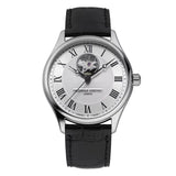 Frederique Constant Classics Heart Beat Automatic quadrante argentato guilloché con numeri romani e cinturino pelle nero FC-310MC5B6