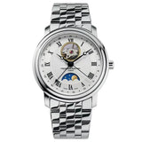 Frederique Constant Classics Heart Beat Moonphase Date quadrante argentato guilloché, fasi lunari e bracciale acciaio FC-335MC4P6B2