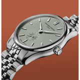 Frederique Constant Classics Index Small Seconds Automatic dettaglio quadrante grigio grained e corona con logo FC-530GR3B6B