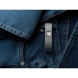 Frederique Constant Classics Manchette orologio donna acciaio su giacca denim, quadrante bianco numeri romani FC-200WR1MC6B