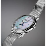 Frederique Constant Classics Moneta Moonphase dettaglio laterale quadrante madreperla azzurro con rehaut scanalato FC-206MPLB2S6B