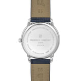 Frederique Constant Classics Moneta Moonphase fondello in acciaio inciso con cinturino pelle blu coccodrillo FC-206N3S6