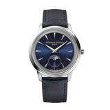 Frederique Constant Classics Moneta Moonphase quadrante blu sunray con fase lunare, cassa acciaio e cinturino pelle blu FC-206N3S6