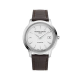 Frederique Constant Classics Moneta Solarmetre quadrante bianco grené con cinturino pelle marrone e datario C-120W3S6