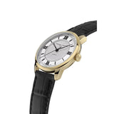 Frederique Constant Classics Premiere vista laterale dettaglio cassa oro giallo corona e quadrante numeri romani FC-301S3B5