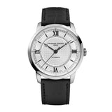 Frederique Constant Classics Premiere automatico quadrante argentato guillochè numeri romani cinturino pelle nero FC-301S3B6