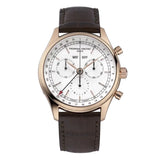 Frederique Constant Classics Quartz Chronograph Triple Calendar quadrante argentato cassa oro rosa cinturino pelle marrone FC-296SW5B4